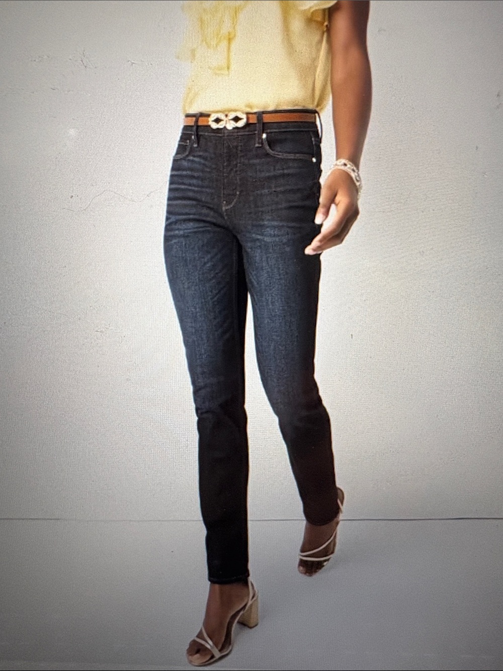White House Black Market High-Rise Slim Jeans — Moselle Rinse Dark Blue